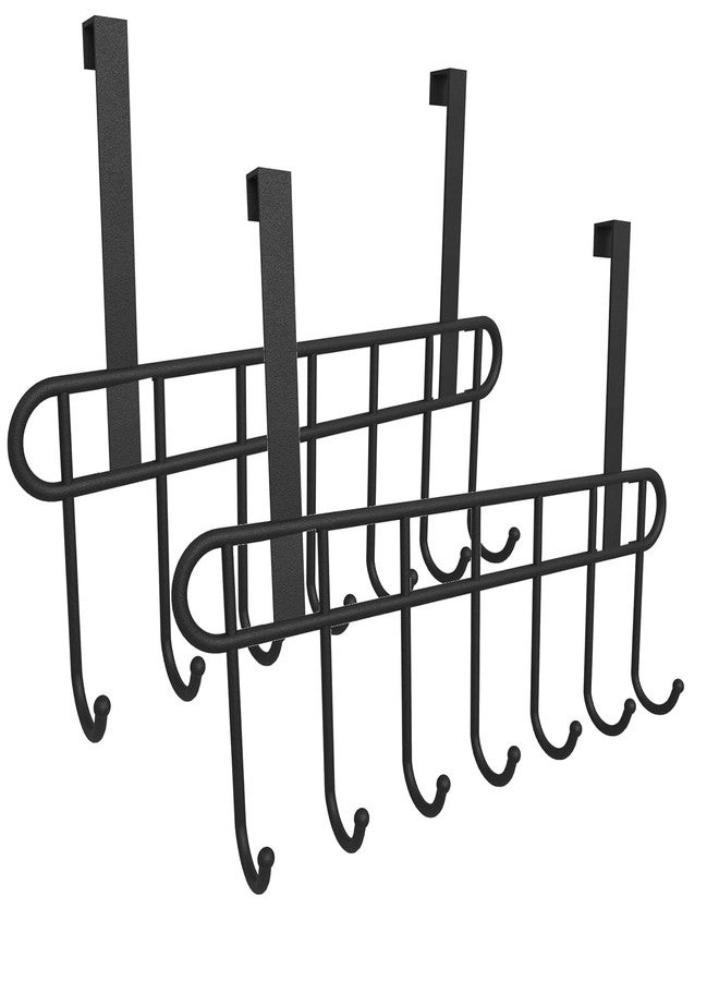 TARKAN Metal Over Door Hanger for Clothes, 7 Hooks, Suitable for Bedroom, Bathroom, Pack of 2 (Black) - Image 1